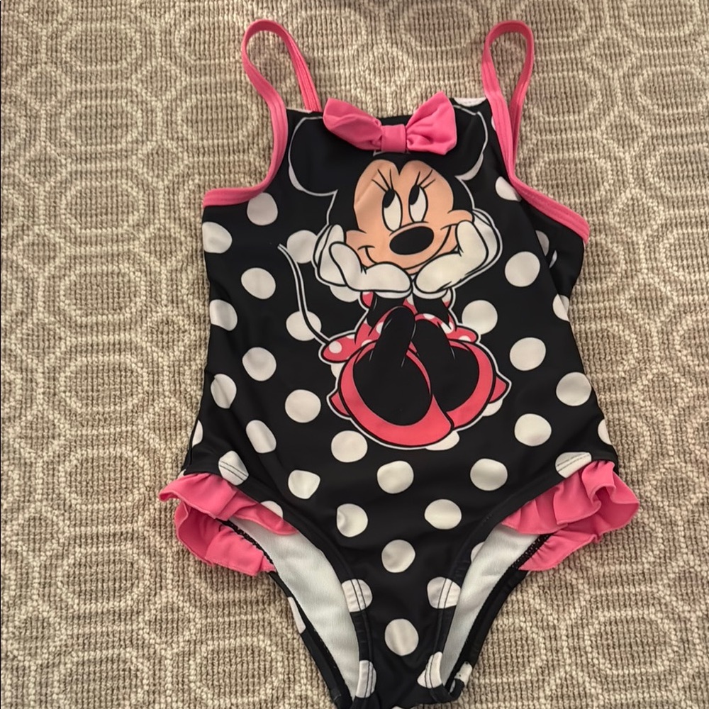 Minnie Mouse Polka Dot Swimsuit girls 3T EUC